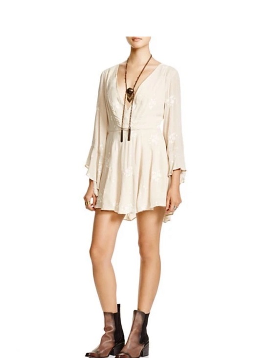 Free People Dresses & Skirts - Free People Beige Floral Tunic Dress Lightweight Boho Women’s Size Medium